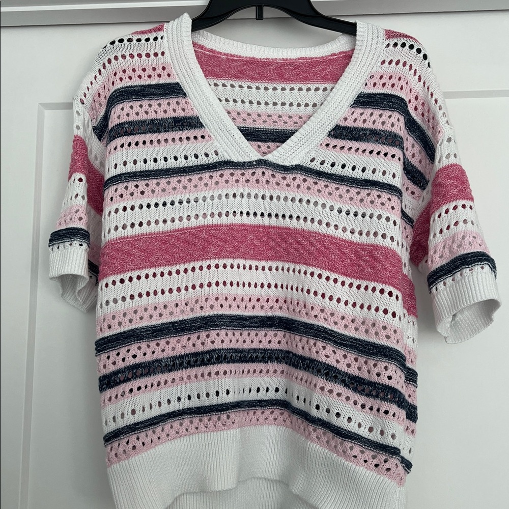 Striped V-Neck Knit Sweater